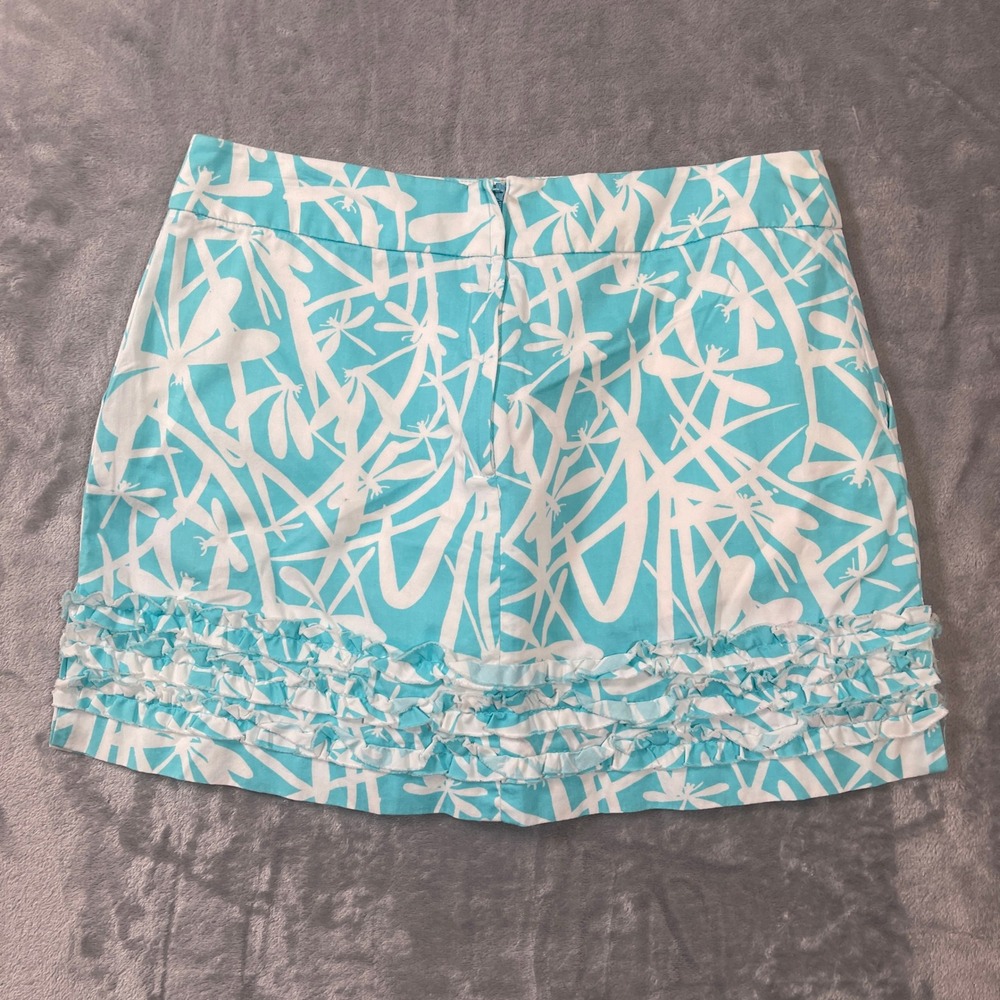 Lilly Pulitzer Skort Size 2 Mini Skirt Turquoise Dragonfly Ruffle‎ Shorts